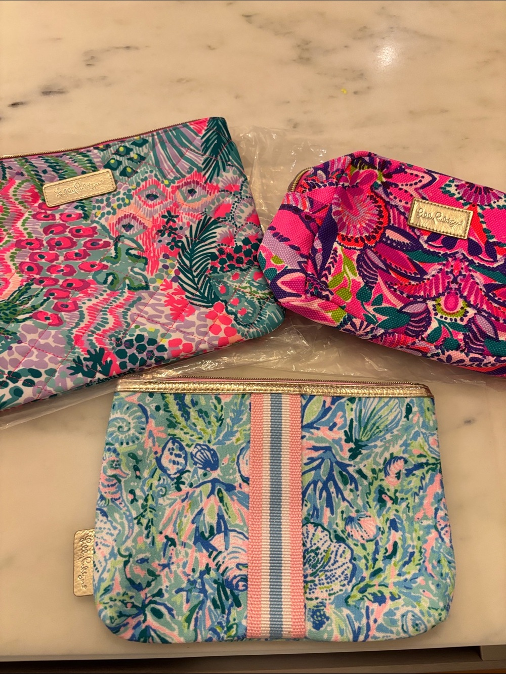 Lilly Pulitzer Makeup Cosmetic Case Pouches set of 3